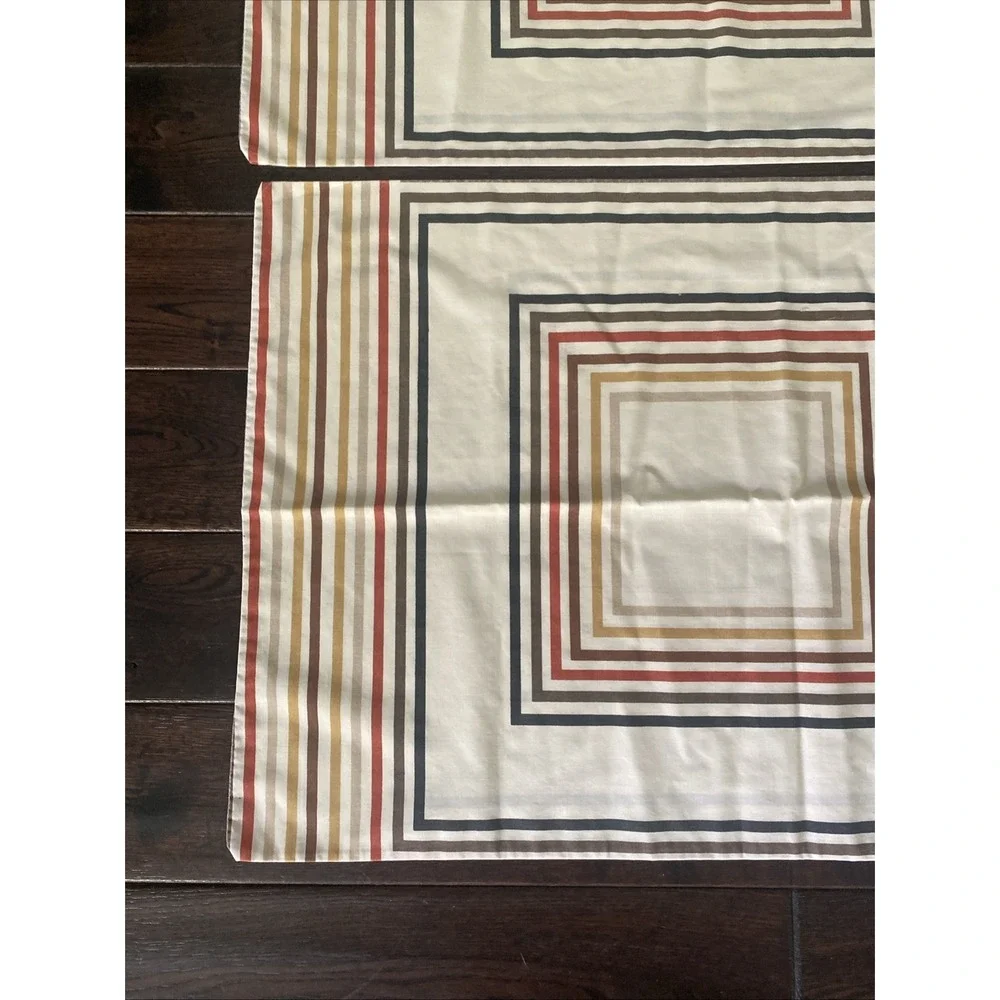 Vintage 1970's Vera Neumann Striped Square Standard Set of Pillowcases MCM